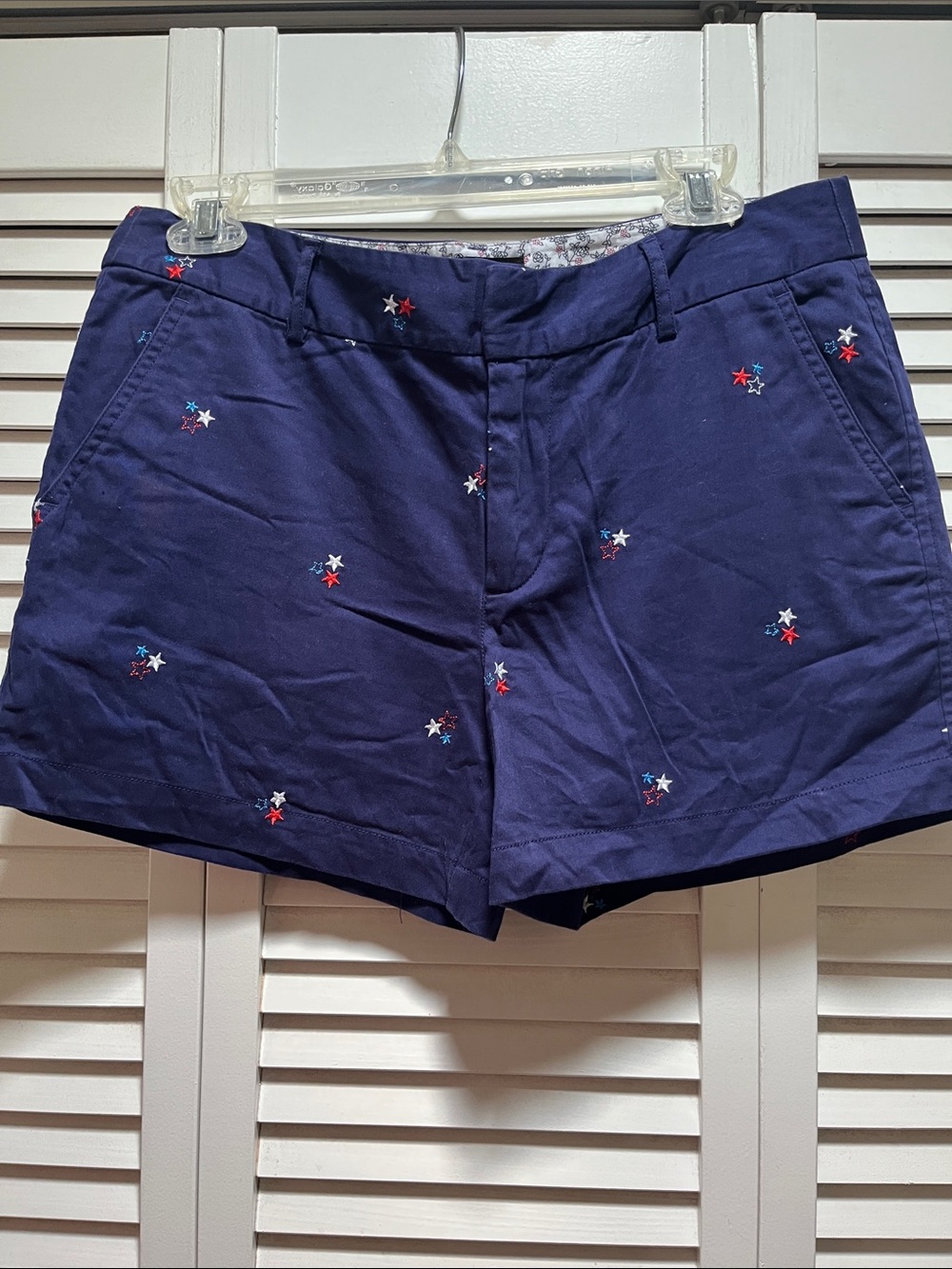 Jones New York Navy Embroidered Star Shorts